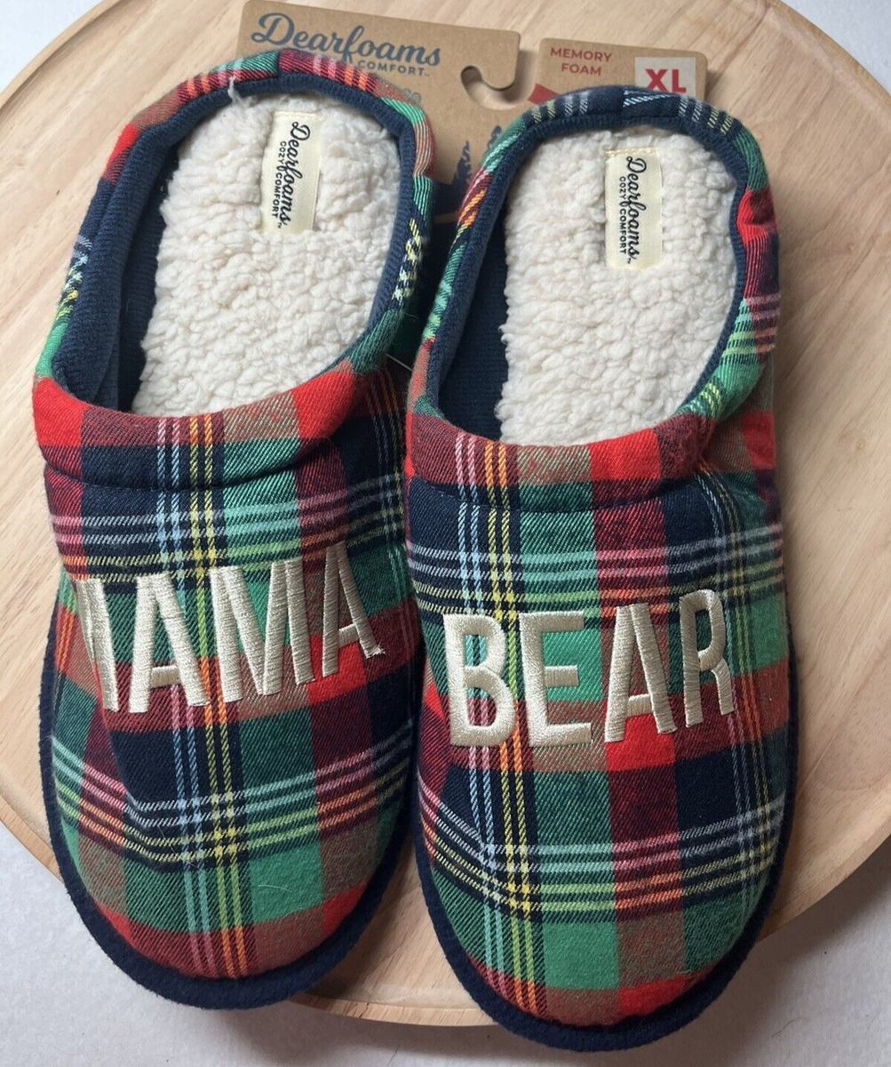 Mama Bear Dearfoams women Slip on Slippers Shoe XL 11-12 fabric slip  resistant