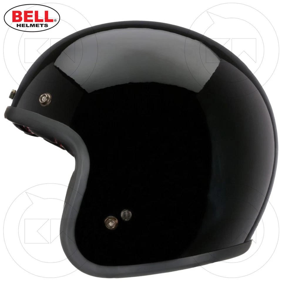 Casque Jet Moto Bell Custom 500 Vintage Mono Couleur Noir Brillant - GLOSS BLACK - Photo 4/4