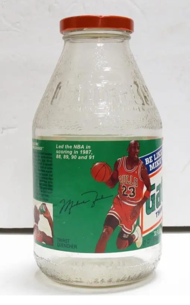 Vintage Michael Jordan Glass Gatorade Bottle Air 23 Chicago Bulls Opened RARE eBay