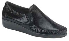 SAS Dream Black Snake Fine Leather Women Shoes Size 6 Double Wide WW New in Box
