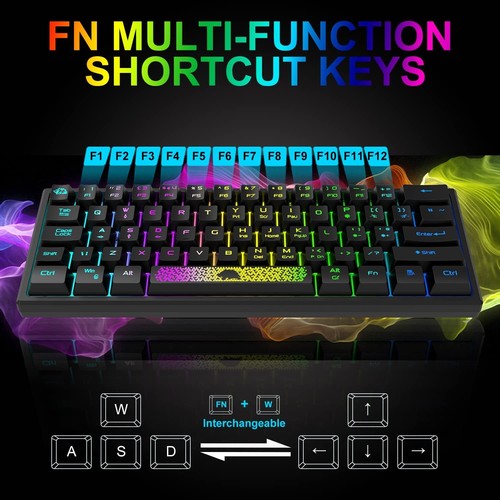 Mini 60% Keypads Gaming-Tastatur, 62-Tasten-Tastatur PS4/XBOX/PC/MAC - Bild 6 von 25