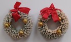 2 Vintage 4" Flocked Bottle Brush Wreaths Mercury Bulbs Mini Christmas Ornaments — photo 1
