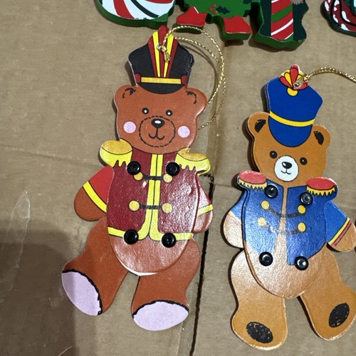 7 Wood /Paper Cutout Christmas Ornaments Bears Santa Horse - Picture 4 of 16