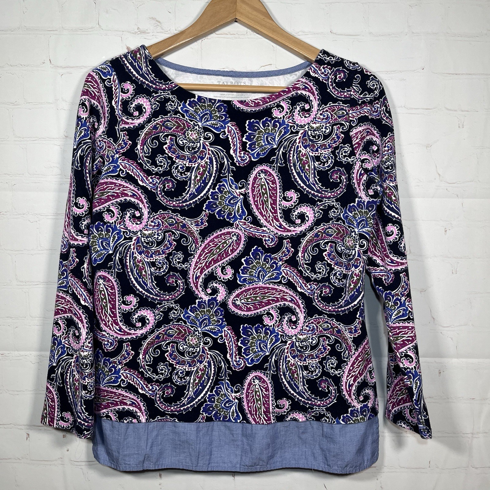 Talbots Paisley Top Blouse Womens Size Small Pullover Multicolor Floral
