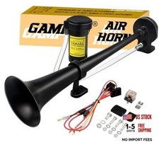 12V 150DB Car Air Horns, 18 Inches Chrome Zinc Single Trumpet Truck Air BLACK