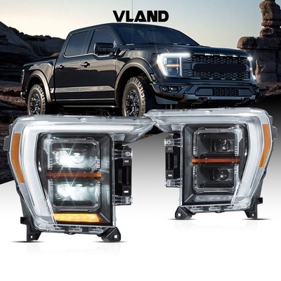VLAND Full LED Projector Headlights For 2021-2023 Ford F150  DRL Dual Beam Pair
