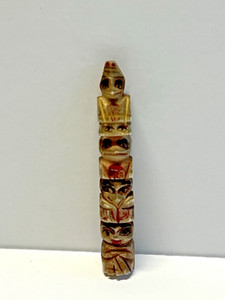 Original Inuit Eskimo Hand Carved Totem; Early 1900's; Miniature 2 3/16"; Lot#B3
