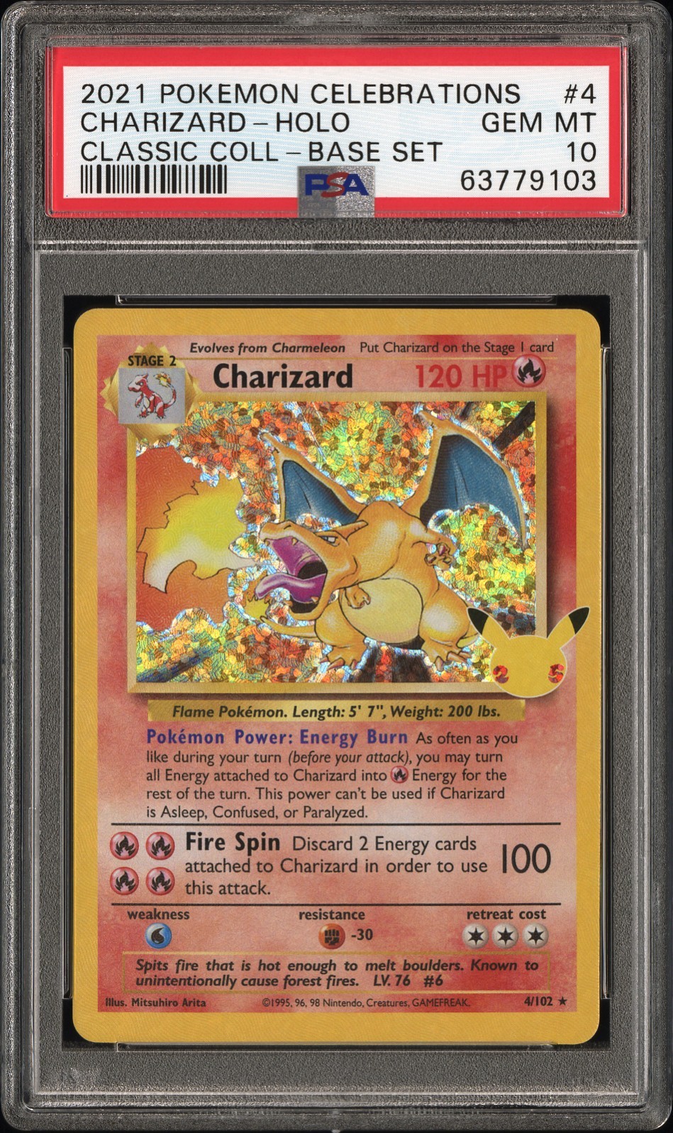 2021 Pokemon Celebrations Classic Collection #4 Charizard Holo PSA 10 view 1