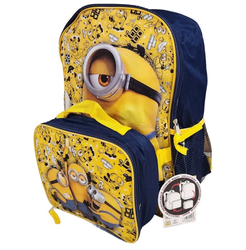 Minions Despicable Me Boys Girls School Backpack Book bag Lunch Box Toy Gift