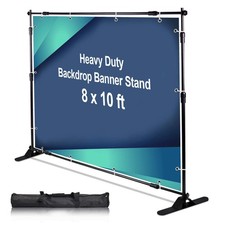 10 x 8 ft Heavy Duty Backdrop Banner Stand Kit, Adjustable Photography Step a...