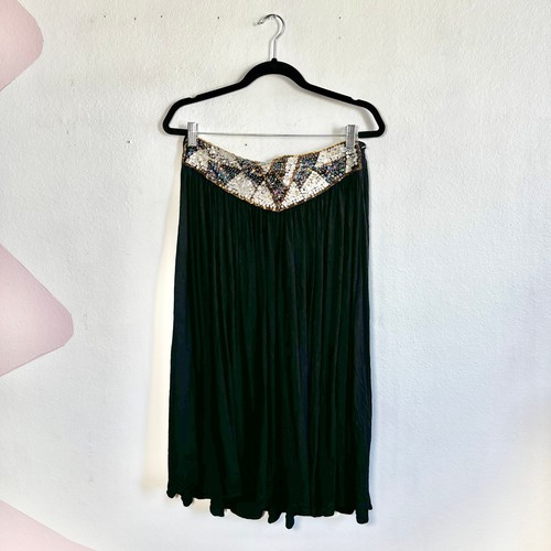 Vintage Y2K Beaded Maxi Skirt Sz Medium 2000s Festival Coachella Hippie