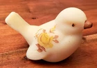 Vintage Fenton Hand Painted Satin Custard Glass Bird Figurine