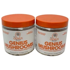 Lot of 2-The Genius Brand, Genius Mushrooms Organic 90 Veggie Capsules