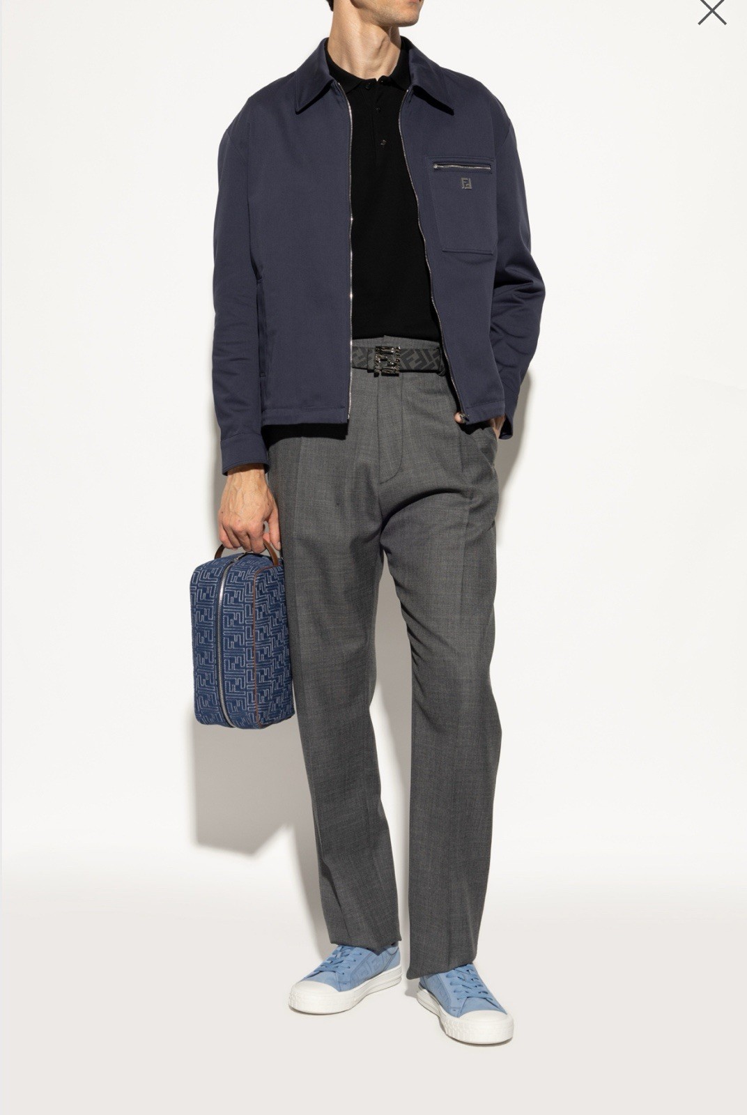 Fendi Men's Domino FF-Denim Low Top Sneakers US 12/EU 45 thumbnail 7