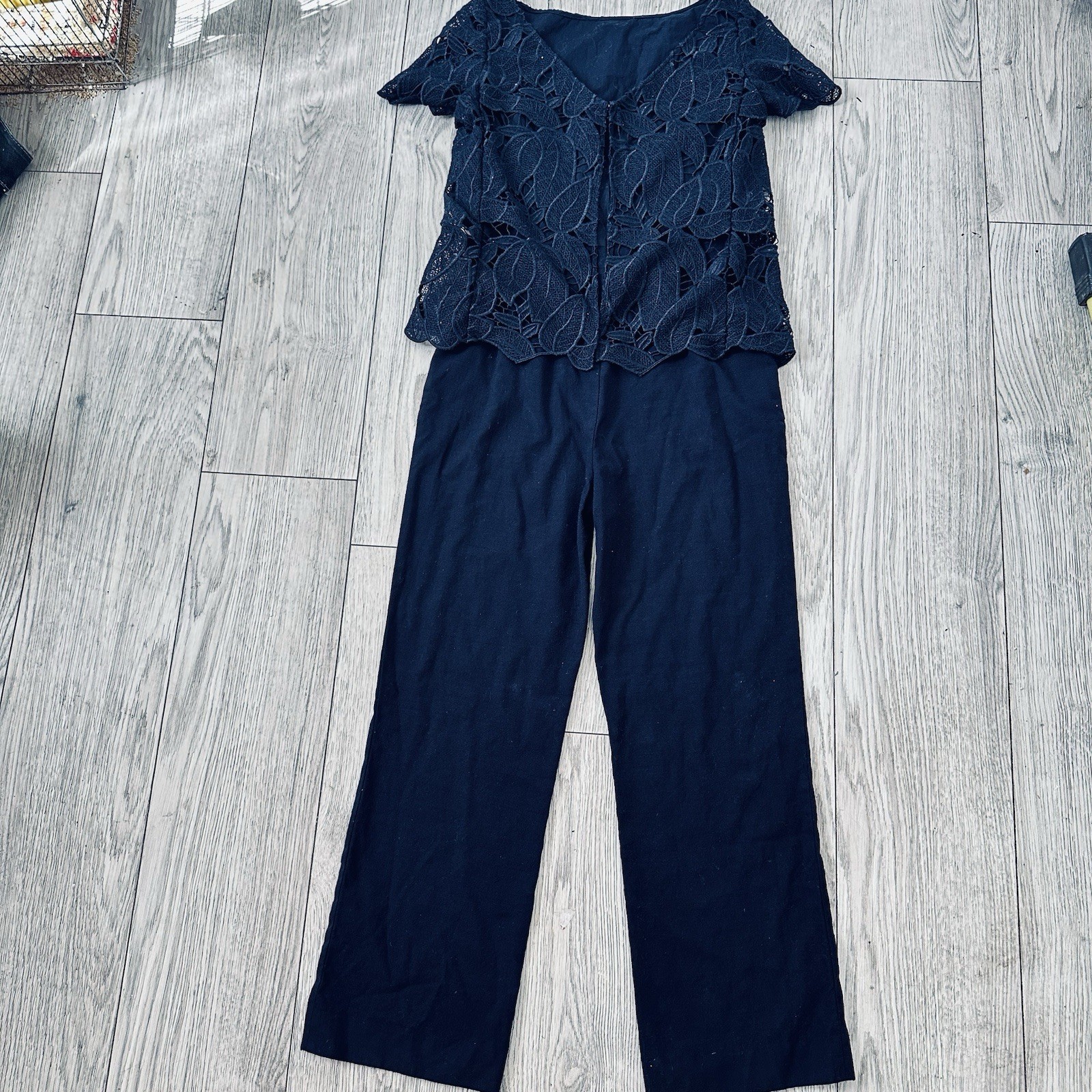 TORY BURCH navy lace Avalon jumpsuit  Size  2 thumbnail 10