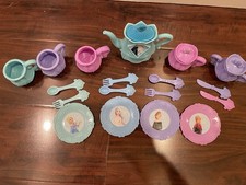 Disney Frozen Tea Set Anna Elsa Pretend Play Teapot Cups Plates Utensils