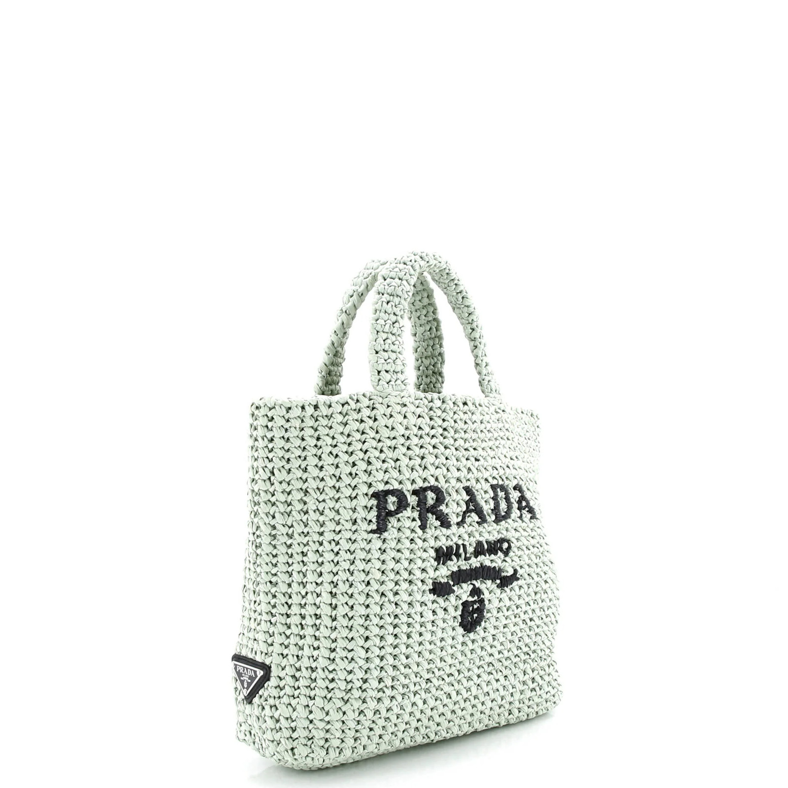 Prada Logo Tote Raffia Small - Gem