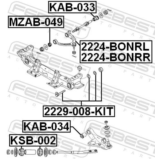 Fits FEBEST KAB-033 BUSHING, FRONT UPPER CONTROL ARM
