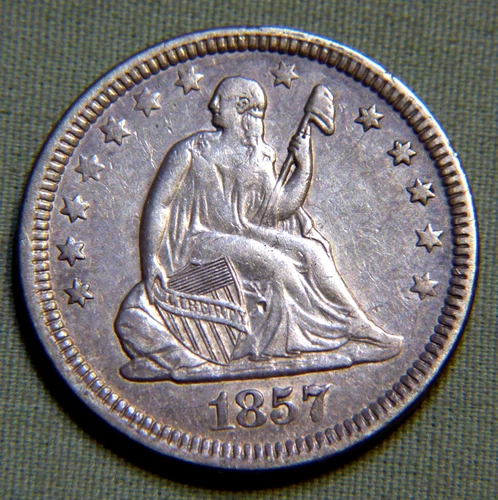 1857 United States Seated Liberty Silver Quarter XF / EF - Lot 1722