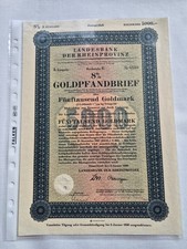 Landesbank  der Rheinprovinz, Goldpfandbrief &uuml;ber 5000 Goldmark 1930