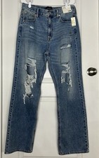 Aeropostale NWT High Rise Baggy Wide Leg Distressed Jeans Sz 12 Regular Y2K