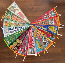 Vintage Travel Souvenir Pennants Lot 14 Piece Set