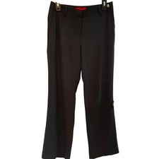 Carolina Herrera Women's Flat Front Wide Legs Black Pants Size 6