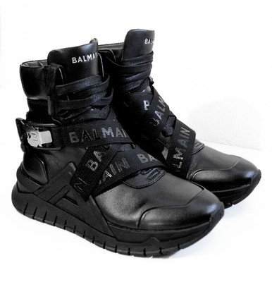 Balmain B-Troop High-Top Sneaker Black Leather Schwarz Leder  NEU & OVP  Unisex