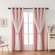 Light Pink Curtains for Girls Bedroom Solid Window Treatment Set Grommet Top ...