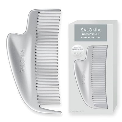 SALONIA Metal Guasha Comb Hair Brush Glossy Care Silver Beauty