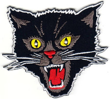Black Screaming Cat Rockabilly Horror Tattoo Goth Punk Patches, Cute Applique Se