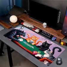 40 90cm1pc Large Gaming Mouse Pad  Desk Mat - Three Cats Poker Table Card Game