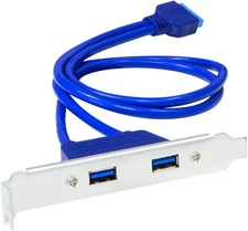 USB 3.0 PCI Bracket Cable with Dual Ports, 20-Pin to USB 3.0 Adapter for Motherb