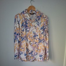 Isle EWM sweatshirt jumper size small uk 8 10 8-10 Floral lilac blue cowl neck