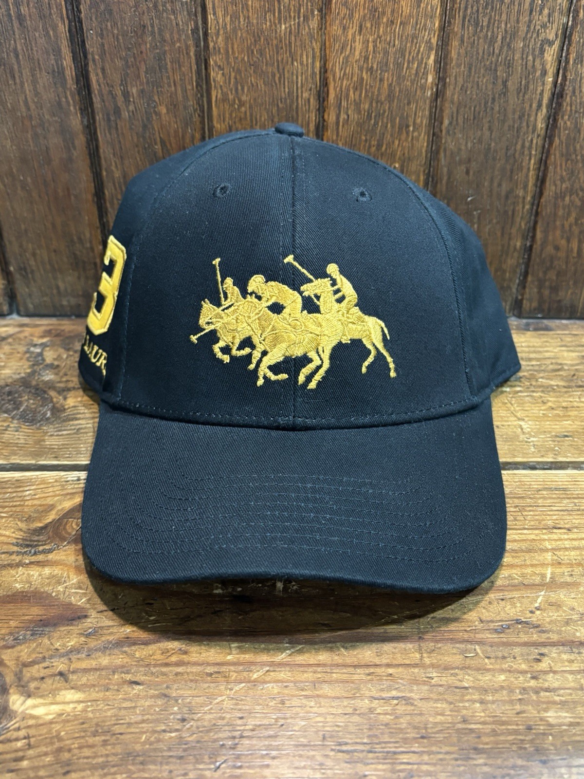 Cappello Polo Ralph Lauren Triple Pony #3 Nero Oro Pulito Regolabile