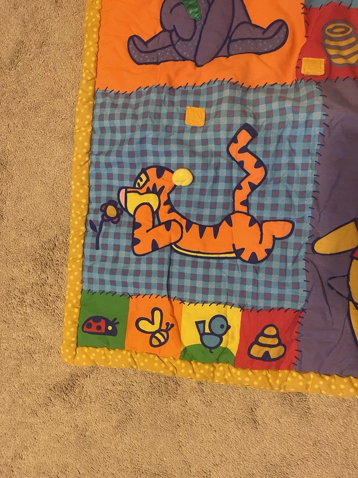 VTG DISNEY BABY WINNIE THE POOH PIGLET TIGGER TUMMY ACTIVITY BLANKET W/ RATTLE - Image 3 of 4
