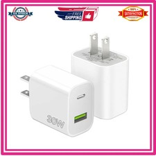 2 Pack 30W USB C Charger Block, Dual Port Type C Wall Charger Fast Charging