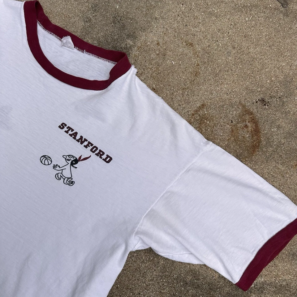 老式 60 年代 Champion Running Man 斯坦福印第安人大学铃声 T 恤 XL — 第 3/4 张图片
