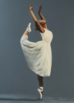 Balletttänzerin Ölgemälde Reproduktionsdruck, britischer Künstler, ausdrucksstarke Pose