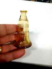Wheaton Amber Glass Liberty Bell Bottle Miniature 3'' N.J. USA