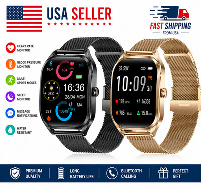 Bluetooth Smart Watch Fitness Tracker Heart Rate Blood Pressure - iPhone Android