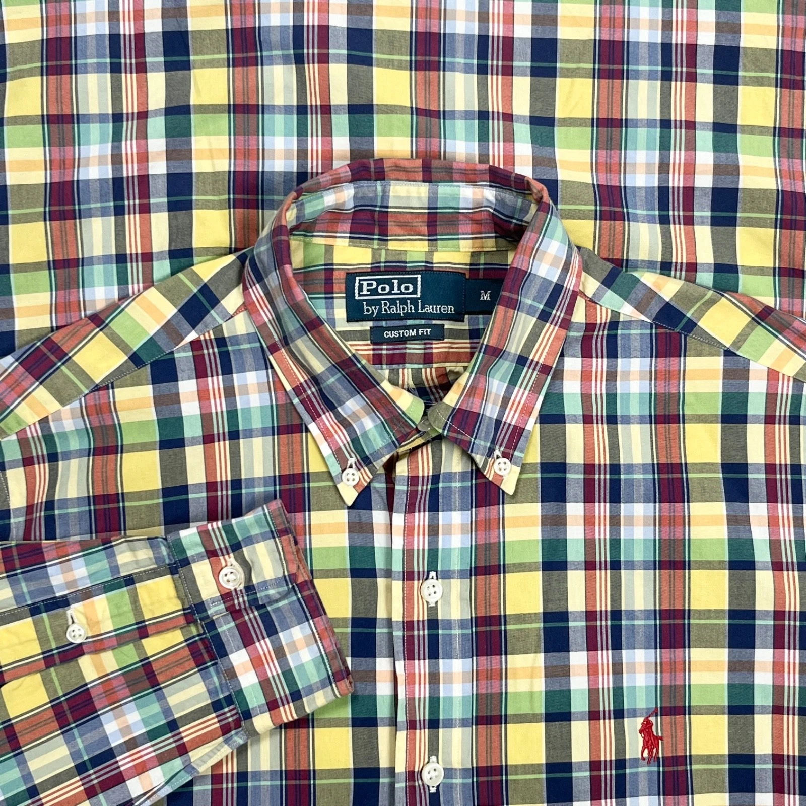 Polo Ralph Lauren Men’s Custom Fit Vintage Checked Plaid Button Down Shirt Sz M