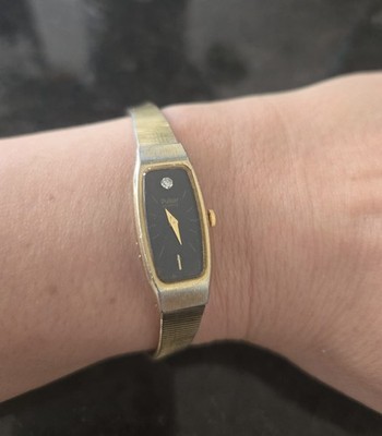 Pulsar Women V220-0300-R Dress Gold Tone Oval 13mm Quartz Watch 6 3/4''
