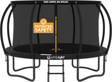 Kids trampoline with safety net and ladder, fun outdoor play for active days  