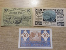 3 x Austria  1920 Notgeld 20 to 50 Heller Banknotes Not same set, UNC  v crisp