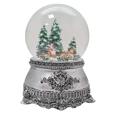 MINIUM COLLECTION Nostalgische Schneekugel Schlittenfahrt auf Zinnsockel 100 mm Durchmesser mit Sp