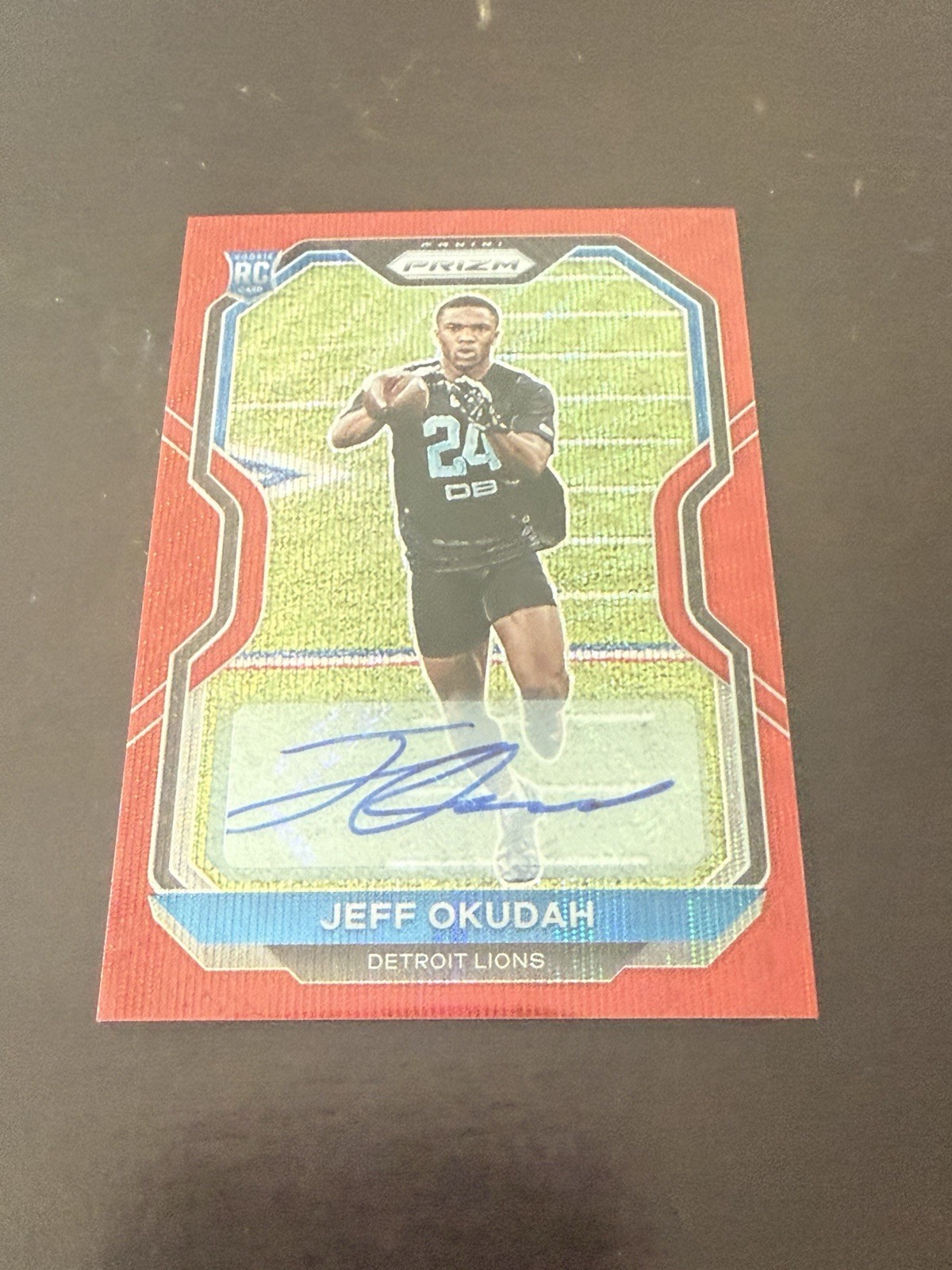 Jeff Okudah 2020 Prizm Red Wave Auto Autograph #359 126/149