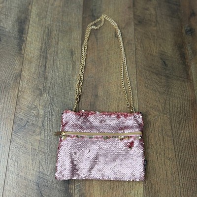 Style Lab Reversible Sequin Crossbody Bag Pink Gold Chain Strap