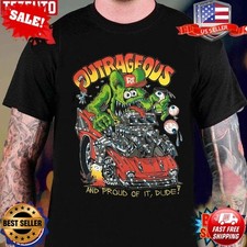 Ed Roth Rat Fink Race Funny Cotton Black Unisex GraphicT-Shirt S-5XL