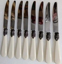8 Pc Annova Stainless Steel 4.5" Serrated Edge Steak Dinner Knives Ivory Handles